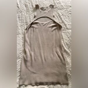 Abercrombie & Fitch Ribbed Cutout Sweater Dress | Tan Beige | Size XL